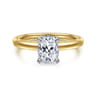 Sandi - 14K White-Yellow Gold Elongated Cushion Diamond Engagement Ring - 0.1 ct