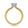 Sandi - 14K White-Yellow Gold Elongated Cushion Diamond Engagement Ring - 0.1 ct
