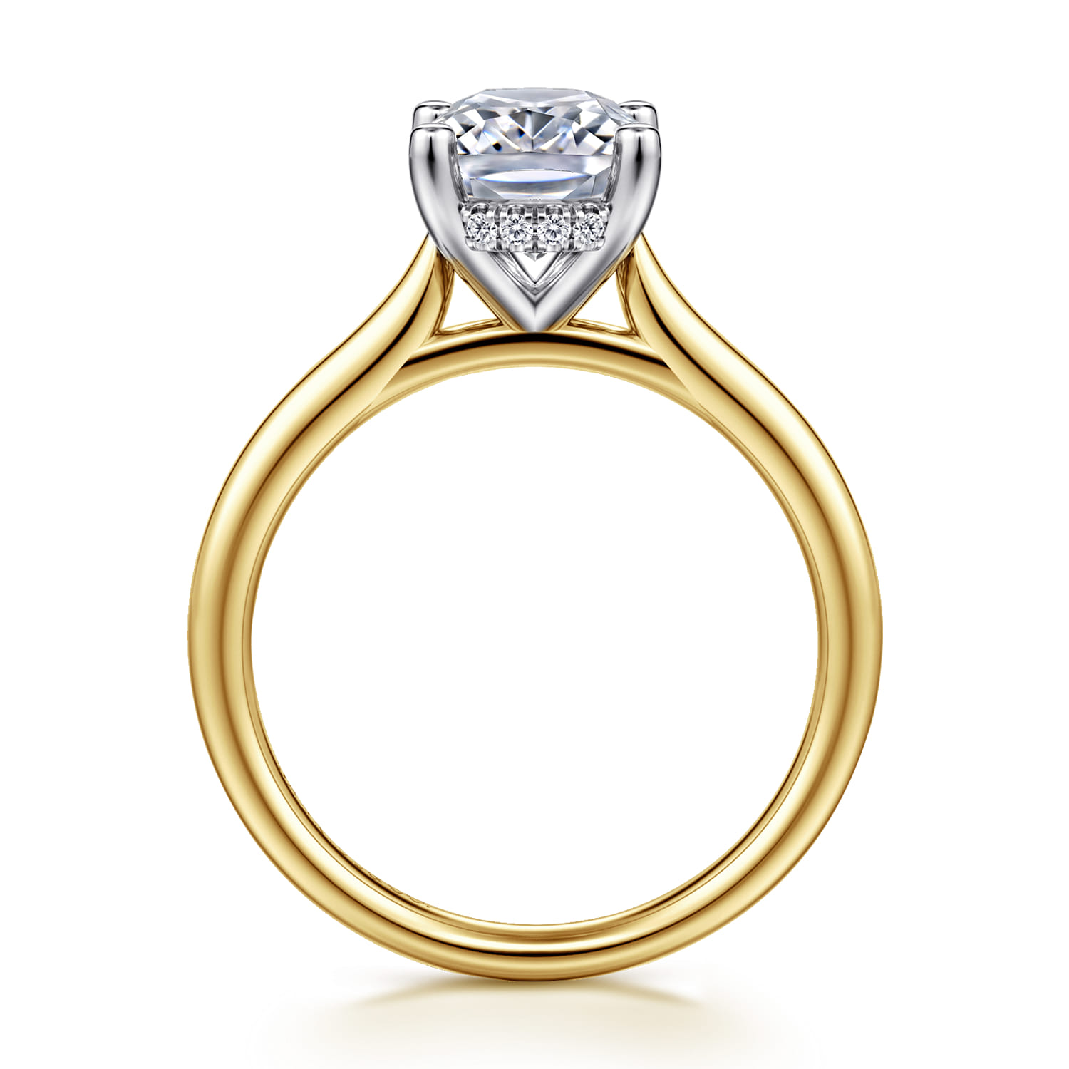 Azucena - 14K White-Yellow Gold Elongated Cushion Solitaire Diamond Engagement Ring - 0.06 ct - Shot 2