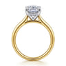 Azucena - 14K White-Yellow Gold Elongated Cushion Solitaire Diamond Engagement Ring - 0.06 ct