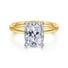 Peace - 14K Yellow-White Gold Elongated Cushion Diamond Engagement Ring - 0.08 ct