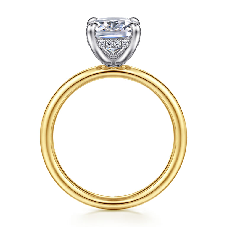 Peace - 14K Yellow-White Gold Elongated Cushion Diamond Engagement Ring - 0.08 ct - Shot 2