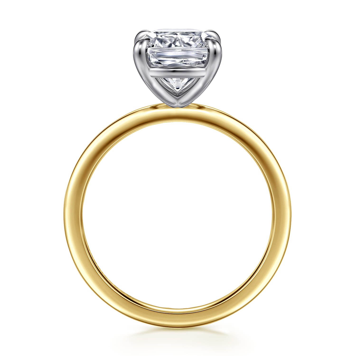 Evelina - 14K White-Yellow Gold Elongated Cushion Solitaire Diamond Engagement Ring - Shot 2