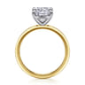 Evelina - 14K White-Yellow Gold Elongated Cushion Solitaire Diamond Engagement Ring