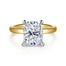 Unite - 14K White-Yellow Gold Elongated Cushion Solitaire Diamond Engagement Ring