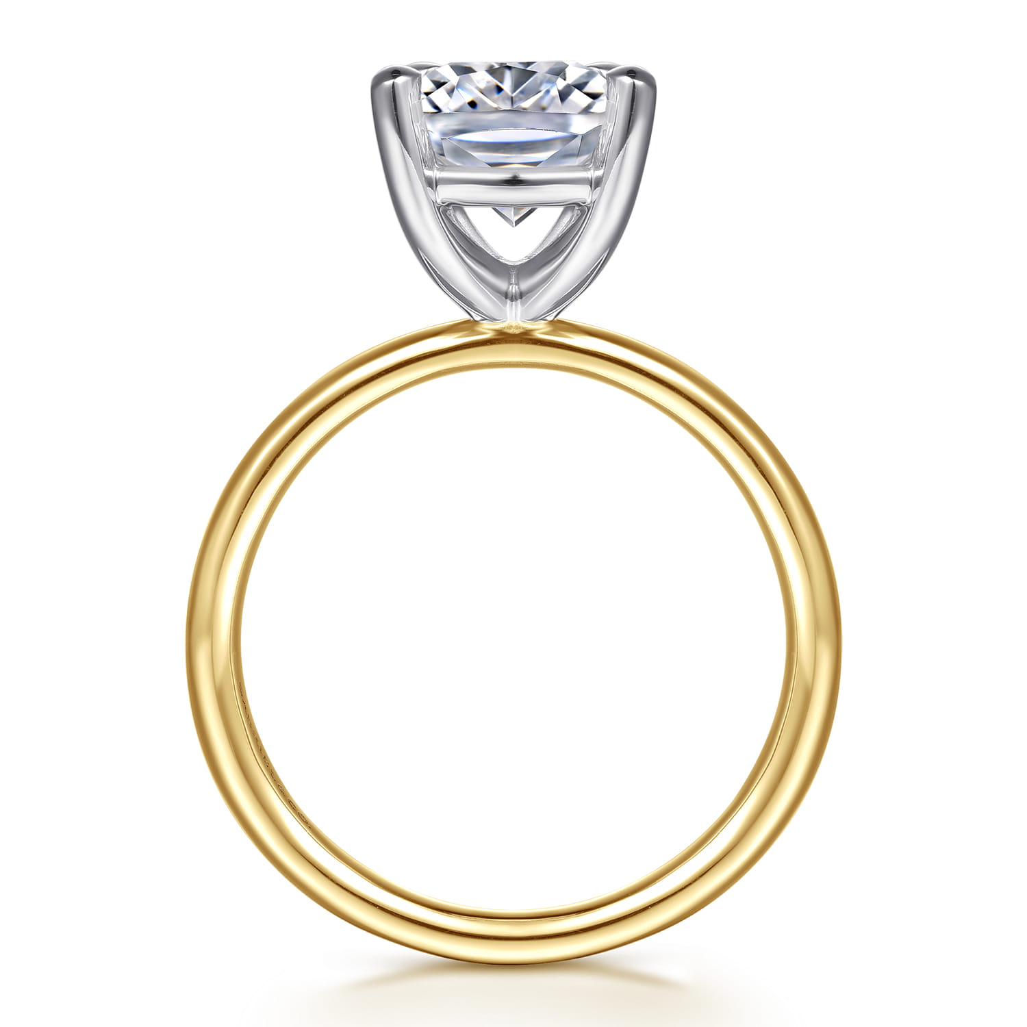 Unite - 14K White-Yellow Gold Elongated Cushion Solitaire Diamond Engagement Ring - Shot 2