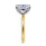 14K White-Yellow Gold Elongated Cushion Solitaire Diamond Engagement Ring