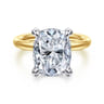 Unite - 14K White-Yellow Gold Elongated Cushion Solitaire Diamond Engagement Ring