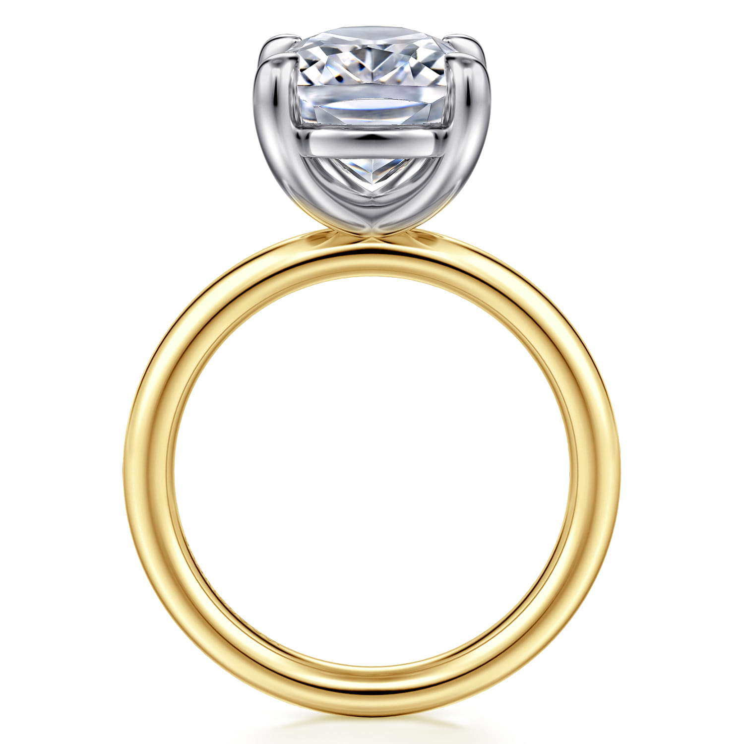Unite - 14K White-Yellow Gold Elongated Cushion Solitaire Diamond Engagement Ring - Shot 2