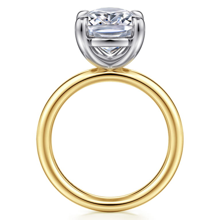 Unite - 14K White-Yellow Gold Elongated Cushion Solitaire Diamond Engagement Ring - Shot 2