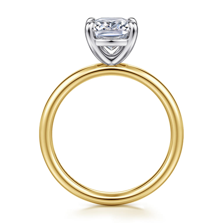 Unite - 14K White-Yellow Gold Elongated Cushion Solitaire Diamond Engagement Ring - Shot 2