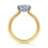 Lou - 14K White-Yellow Gold Elongated Cushion Compass Prong Solitaire Diamond Engagement Ring