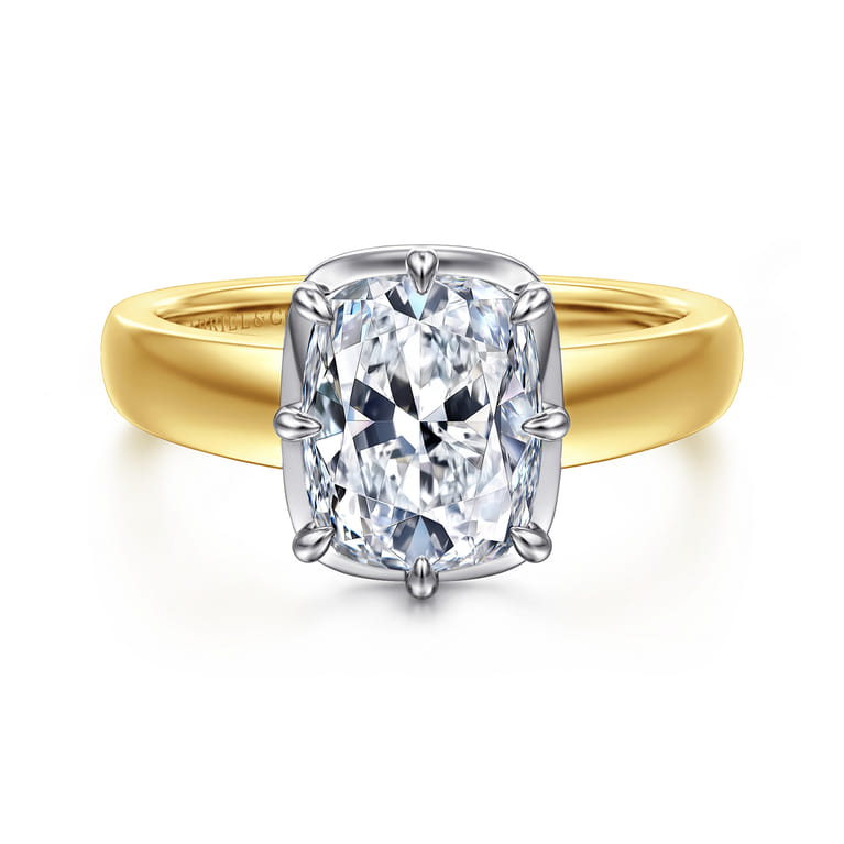 Elowen - 14K Yellow Gold Elongated Cushion Solitaire Diamond Engagement Ring - Shot 1