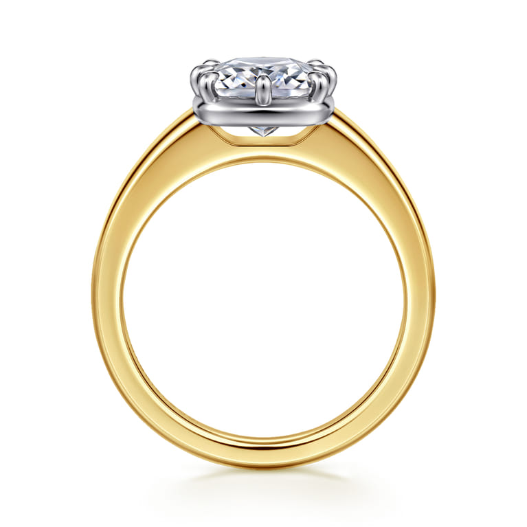 Elowen - 14K Yellow Gold Elongated Cushion Solitaire Diamond Engagement Ring - Shot 2