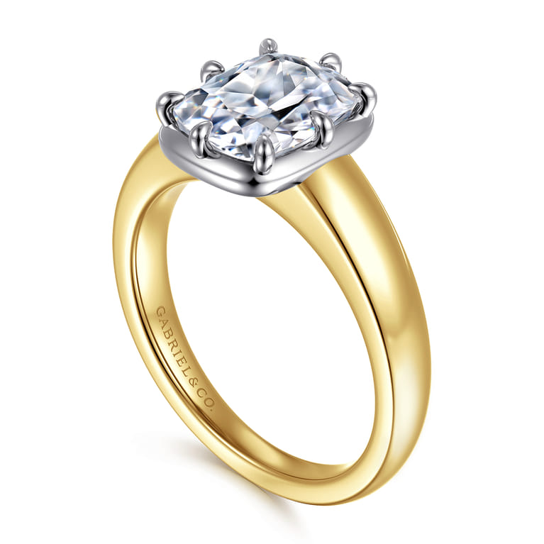 Elowen - 14K Yellow Gold Elongated Cushion Solitaire Diamond Engagement Ring - Shot 3
