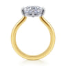 Lou - 14K White-Yellow Gold East West Elongated Cushion Compass Prong Solitaire Diamond Engagement Ring