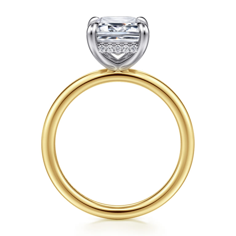 Cari - 14K White-Yellow Gold Emerald Cut Diamond Engagement Ring - 0.09 ct - Shot 2