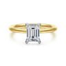 Cari - 14K White-Yellow Gold Emerald Cut Diamond Engagement Ring - 0.05 ct