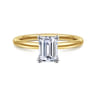 Ady - 14K White-Yellow Gold Hidden Halo Emerald Cut Diamond Engagement Ring - 0.05 ct