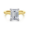 Ericka - 14K White and Yellow Gold Emerald Cut Diamond Engagement Ring - 0.15 ct