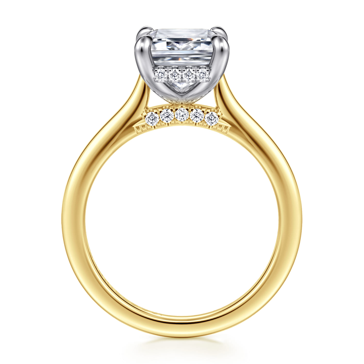Ericka - 14K White and Yellow Gold Emerald Cut Diamond Engagement Ring - 0.15 ct - Shot 2