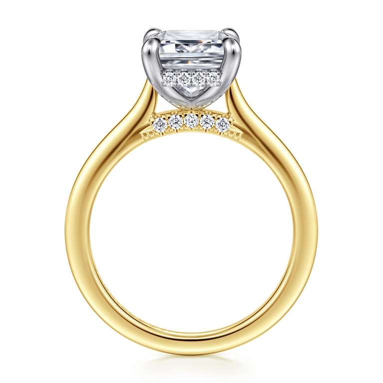 Ericka - 14K White and Yellow Gold Emerald Cut Diamond Engagement Ring - 0.15 ct - Shot 2