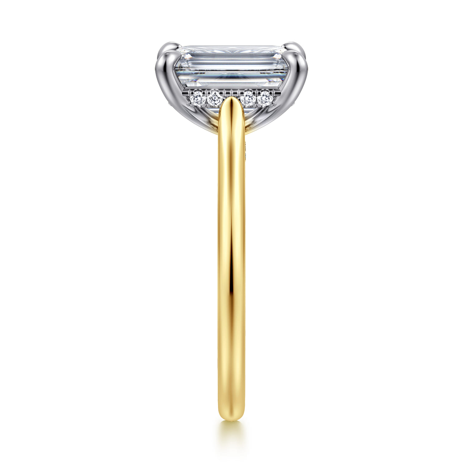 Ericka - 14K White and Yellow Gold Emerald Cut Diamond Engagement Ring - 0.15 ct - Shot 4