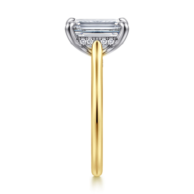 Ericka - 14K White and Yellow Gold Emerald Cut Diamond Engagement Ring - 0.15 ct - Shot 4