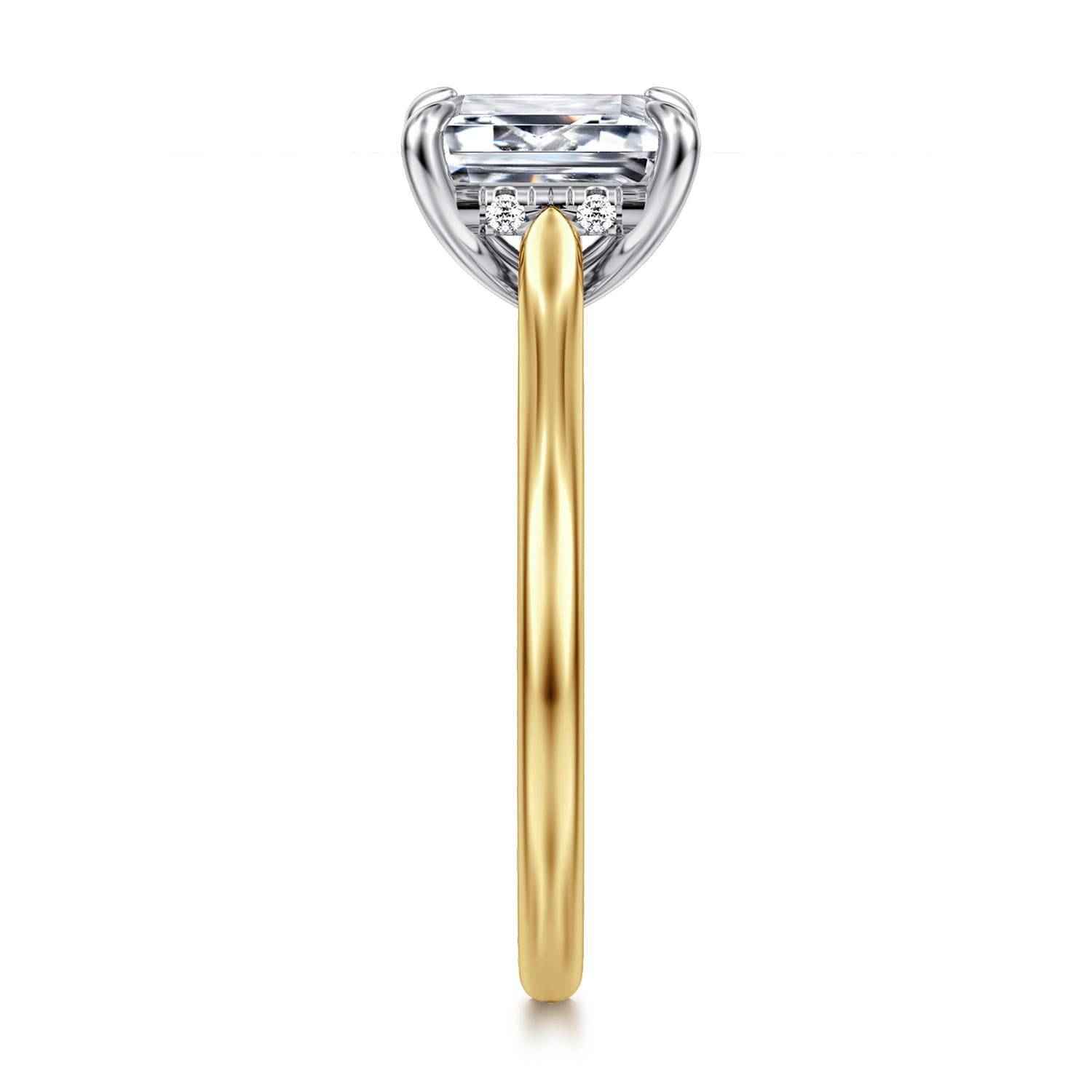 Ericka - 14K White and Yellow Gold Emerald Cut Diamond Engagement Ring - 0.12 ct - Shot 5