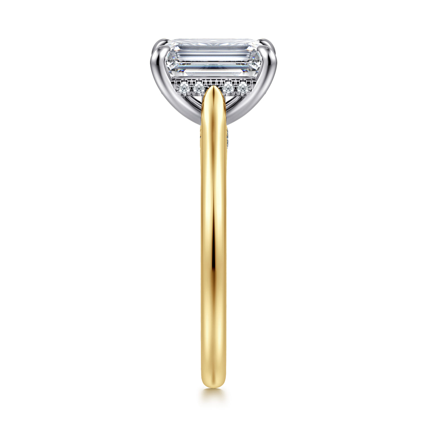 Ericka - 14K White and Yellow Gold Emerald Cut Diamond Engagement Ring - 0.13 ct - Shot 4