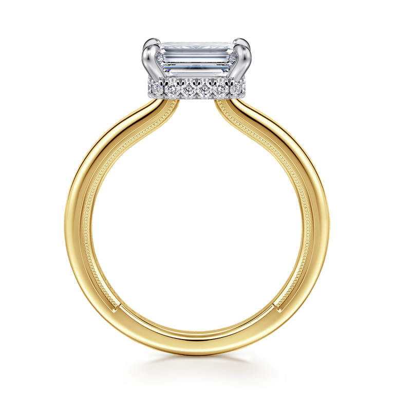 Sandi - 14K White-Yellow Gold East West Emerald Cut Diamond Engagement Ring - 0.11 ct - Shot 2
