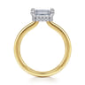 Sandi - 14K White-Yellow Gold East West Emerald Cut Diamond Engagement Ring - 0.11 ct