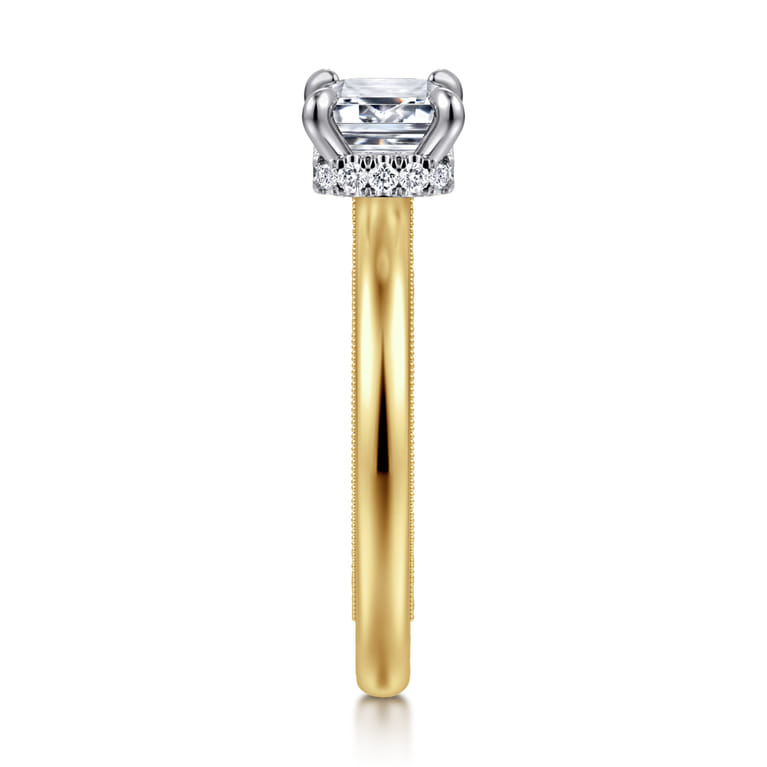 Sandi - 14K White-Yellow Gold East West Emerald Cut Diamond Engagement Ring - 0.11 ct - Shot 4
