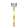 Sandi - 14K White-Yellow Gold East West Emerald Cut Diamond Engagement Ring - 0.11 ct