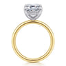 Lua - 14K White-Yellow Gold Hidden Halo Emerald Cut Diamond Engagement Ring - 0.09 ct