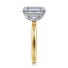 Lua - 14K White-Yellow Gold Hidden Halo Emerald Cut Diamond Engagement Ring - 0.09 ct