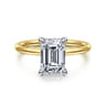 Anuk - 14K White-Yellow Gold Emerald Cut Diamond Engagement Ring - 0.06 ct