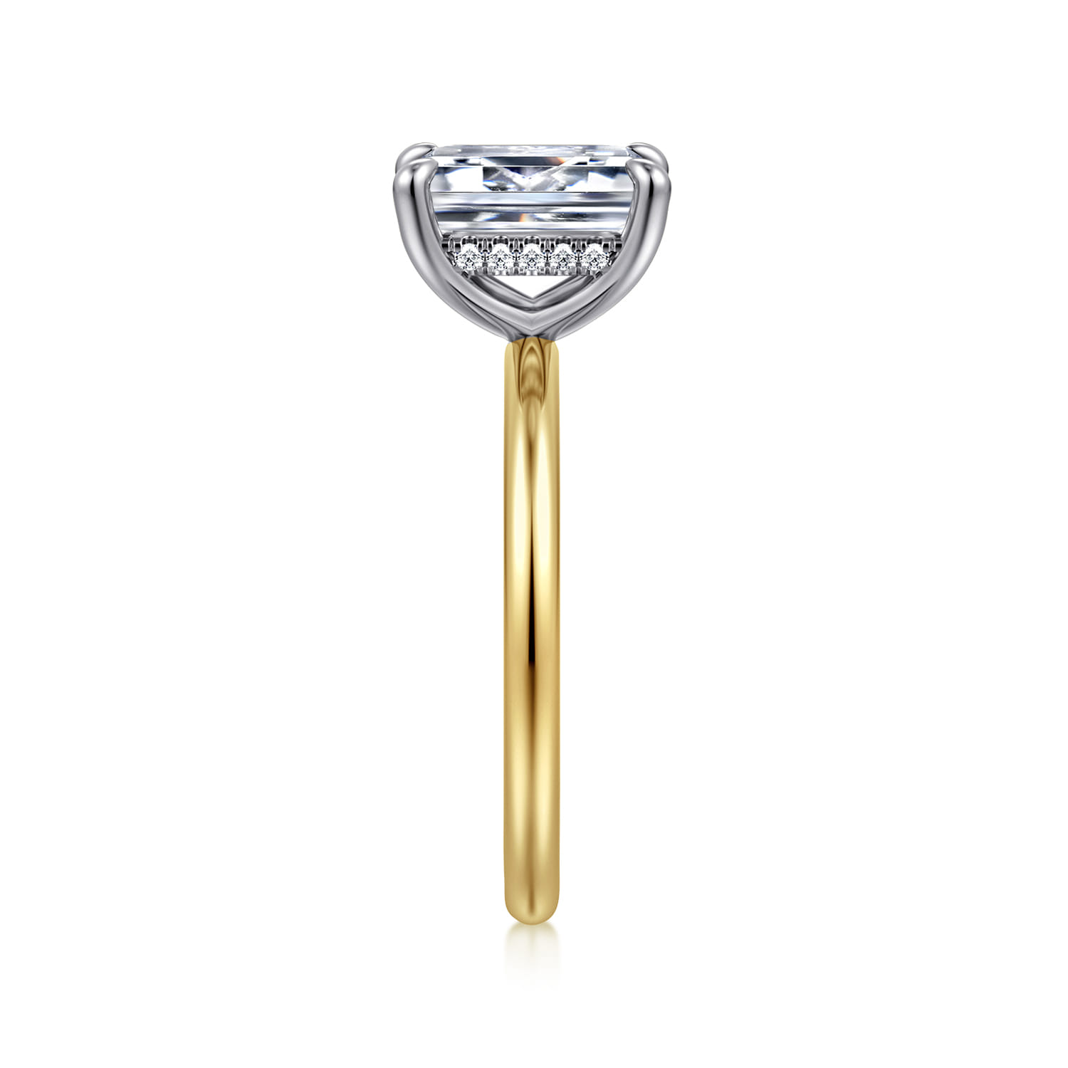 Anuk - 14K White-Yellow Gold Emerald Cut Diamond Engagement Ring - 0.06 ct - Shot 4