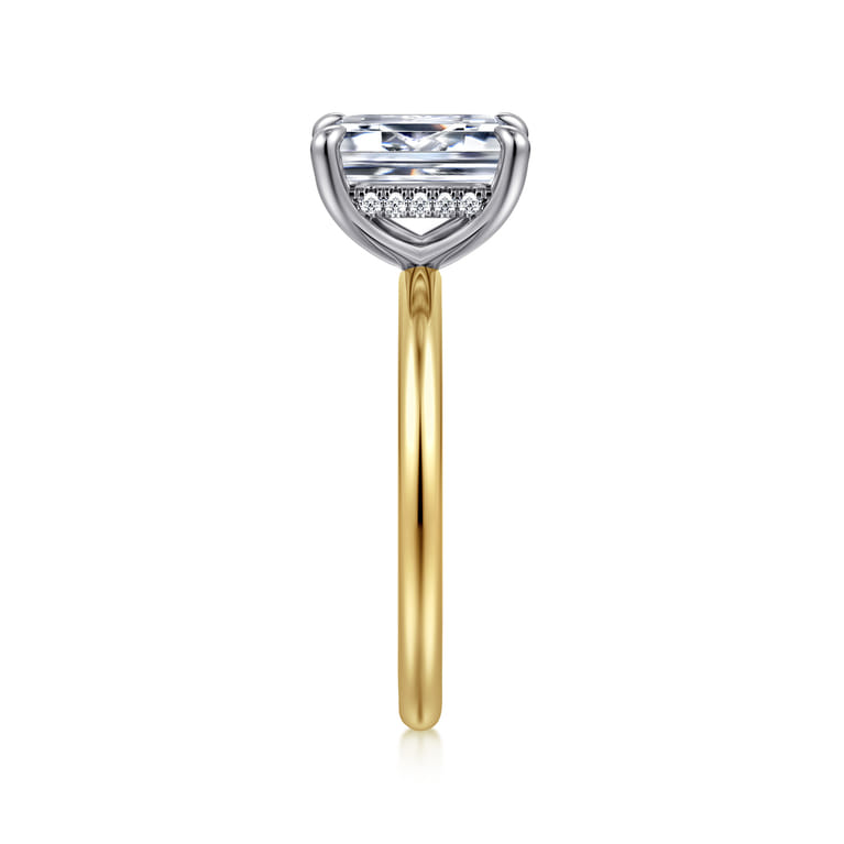 Anuk - 14K White-Yellow Gold Emerald Cut Diamond Engagement Ring - 0.06 ct - Shot 4