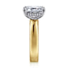 Argentina - 14K White-Yellow Gold Emerald Cut Solitaire Diamond Engagement Ring - 0.08 ct