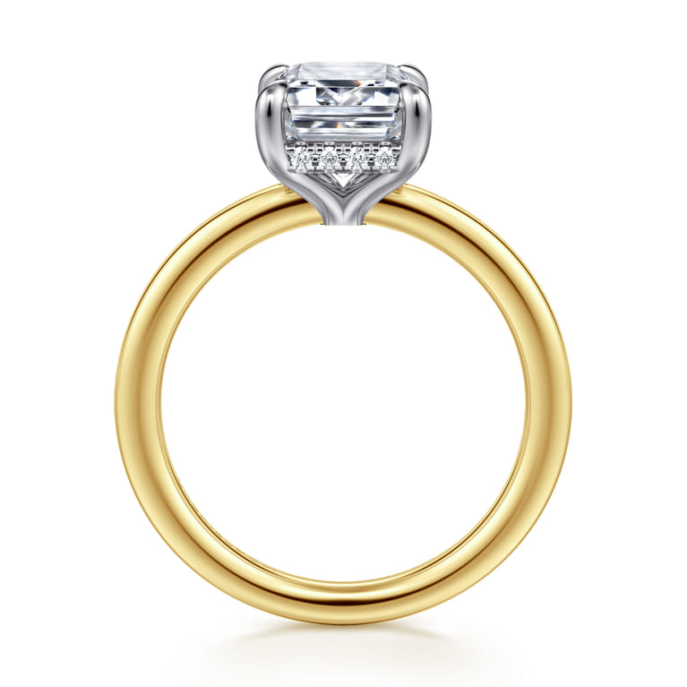 Austria - 14K White-Yellow Gold Emerald Cut Diamond Engagement Ring - 0.11 ct - Shot 2