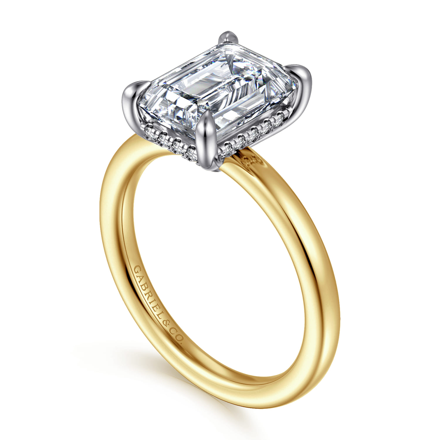 Austria - 14K White-Yellow Gold Emerald Cut Diamond Engagement Ring - 0.11 ct - Shot 3