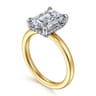 Austria - 14K White-Yellow Gold Emerald Cut Diamond Engagement Ring - 0.11 ct