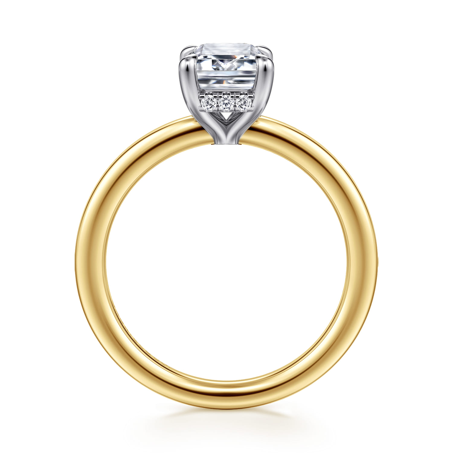 Austria - 14K White-Yellow Gold Emerald Cut Diamond Engagement Ring - 0.07 ct - Shot 2
