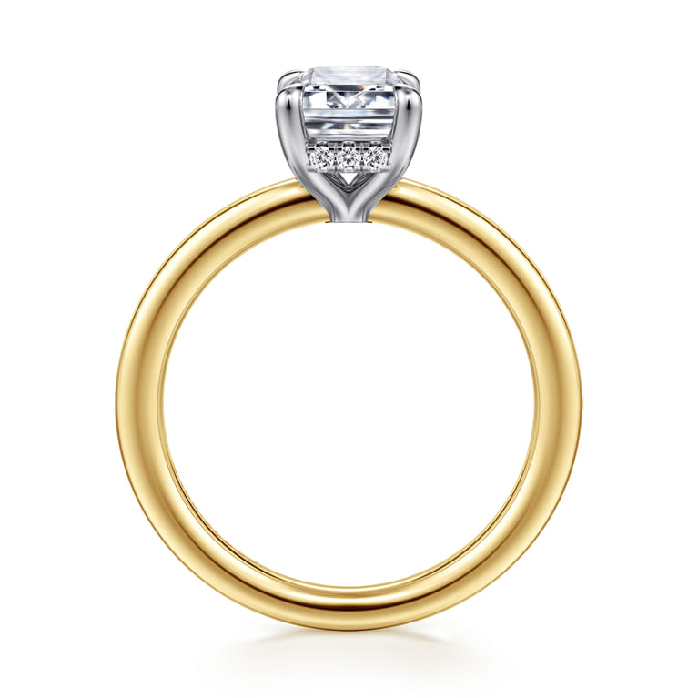 Austria - 14K White-Yellow Gold Emerald Cut Diamond Engagement Ring - 0.07 ct - Shot 2