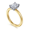 Austria - 14K White-Yellow Gold Emerald Cut Diamond Engagement Ring - 0.07 ct