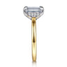 Austria - 14K White-Yellow Gold Emerald Cut Solitaire Diamond Engagement Ring - 0.08 ct