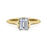 Ellis - 14K White-Yellow Gold Emerald Cut Diamond Engagement Ring