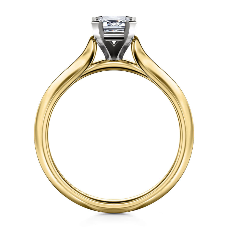 Ellis - 14K White-Yellow Gold Emerald Cut Diamond Engagement Ring - Shot 2