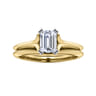 Ellis - 14K White-Yellow Gold Emerald Cut Diamond Engagement Ring